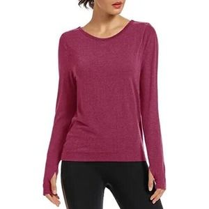 Propel Women's Back Drape Long Sleeve Yoga Shirt Stretch Burgundy Size L